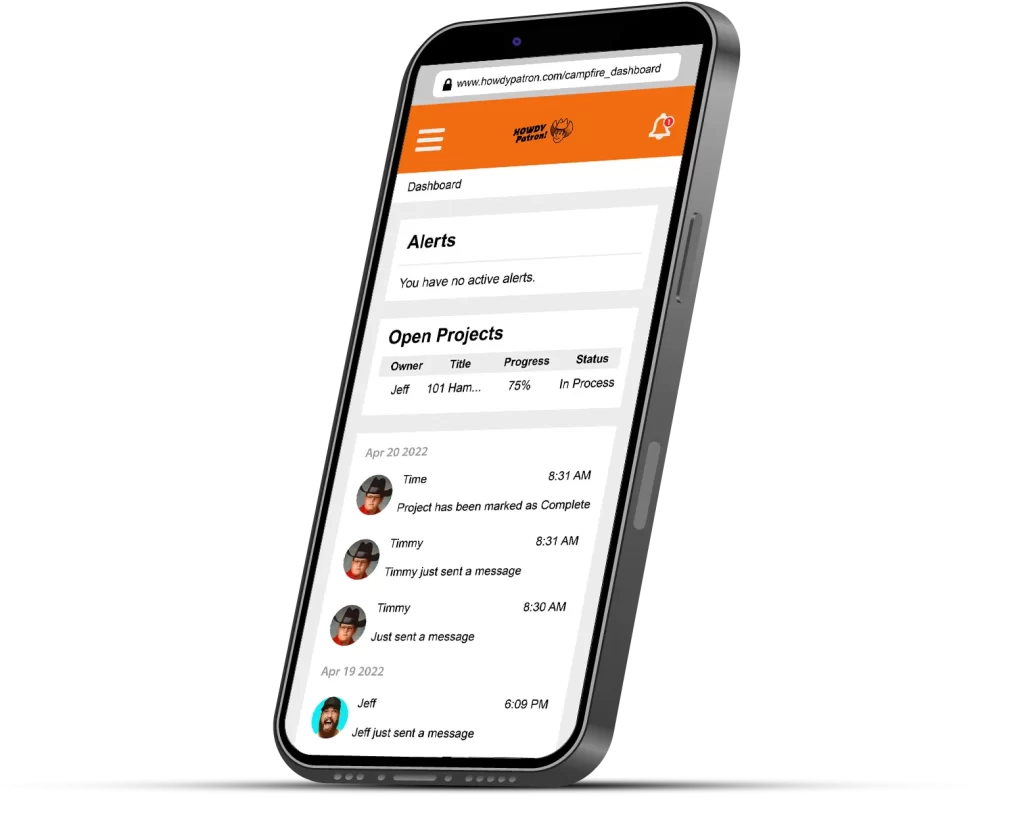 Campfire Dashboard on an iPhone