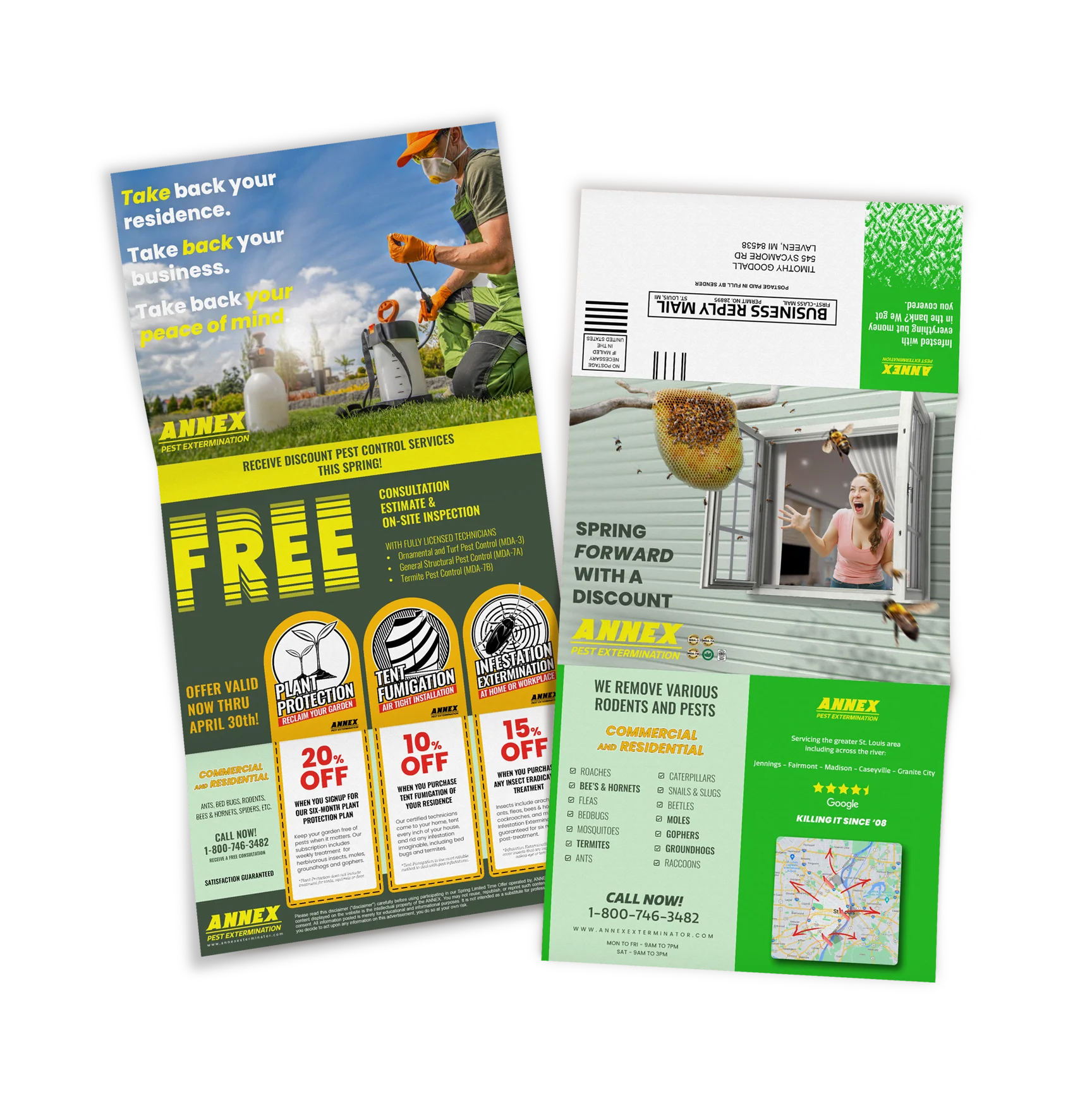 Direct Mail marketing design for pest control company's marketing campaign